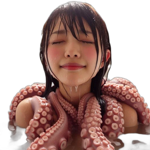 creature, animal, hair, food, 3d render, photorealistic, concept art, underwater transparent PNG cut-out