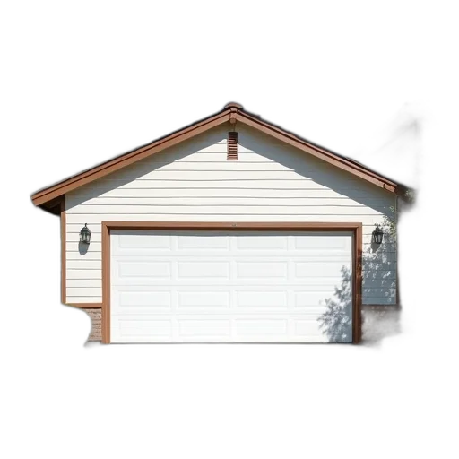 building, 3d render, two-car, garage, white, door, attached, house transparent PNG cut-out