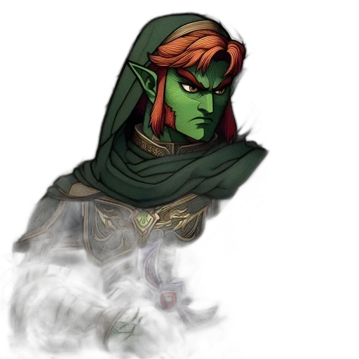 staff, mask, face, fantasy art, concept art, pixel art, comic book art, green transparent PNG cut-out