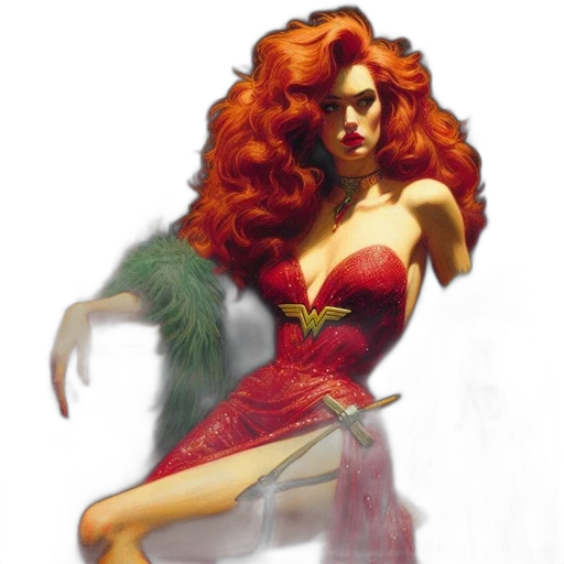 dress, concept art, comic book art, fantasy art, photorealistic, red, woman, sequin transparent PNG cut-out