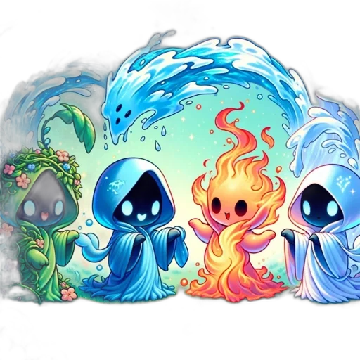 concept art, fantasy art, watercolor, pixel art, underwater, fire, fog, blue transparent PNG cut-out