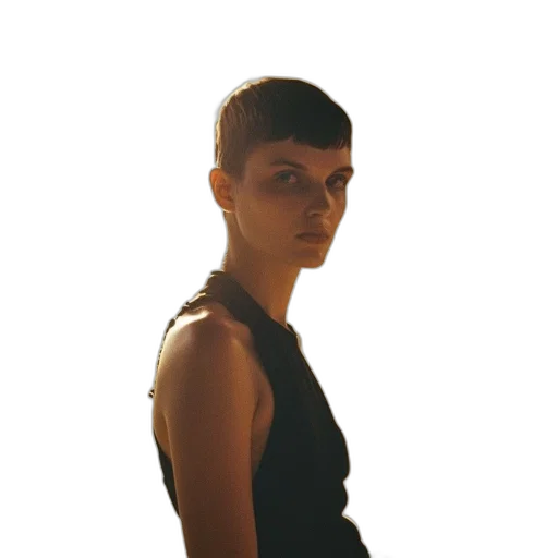 face, dress, staff, hair, 3d render, photorealistic, concept art, cyberpunk transparent PNG cut-out