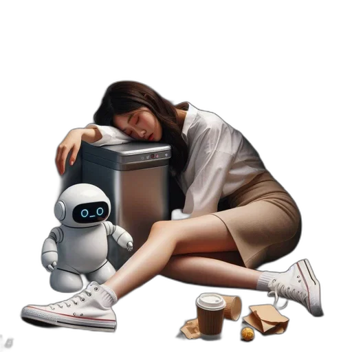 robot, creature, concept art, photorealistic, 3d render, pixel art, young, woman transparent PNG cut-out