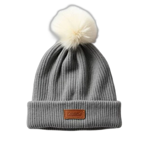 hat, crown, grey, knitted, beanie, white, pom-pom, top transparent PNG cut-out