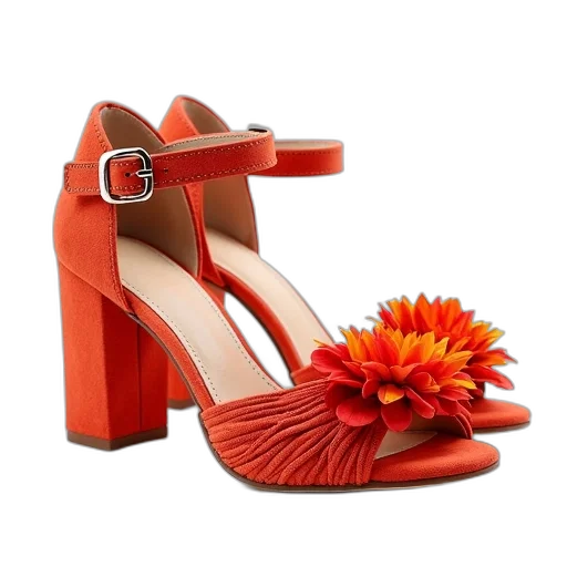 shoes, red, pair, high-heeled, sandals, orange, color, scheme transparent PNG cut-out