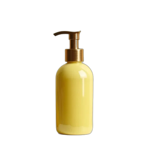 bottle, hair, photorealistic, golden transparent PNG cut-out