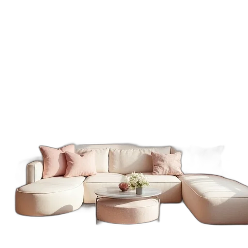 furniture, 3d render, photorealistic, concept art, earth tones, pastel, monochrome, golden transparent PNG cut-out