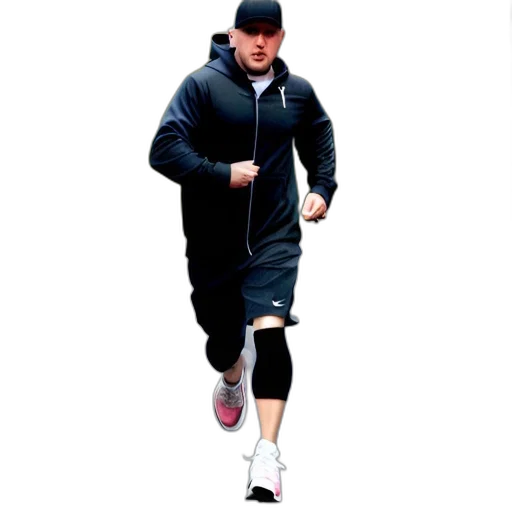 staff, jacket, photorealistic, concept art, man, jogs, along, tree-lined transparent PNG cut-out
