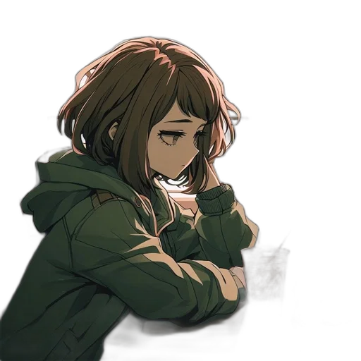 jacket, face, mask, creature, watercolor, concept art, pixel art, anime transparent PNG cut-out