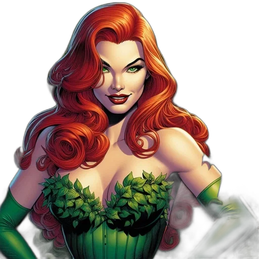 comic book art, fantasy art, concept art, green, female, character, red, hair transparent PNG cut-out