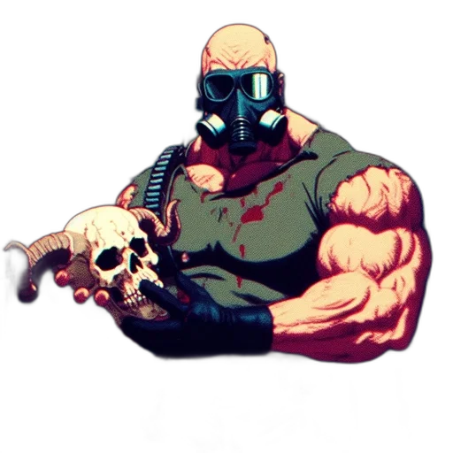 robot, weapon, mask, jacket, pixel art, concept art, comic book art, cyberpunk transparent PNG cut-out
