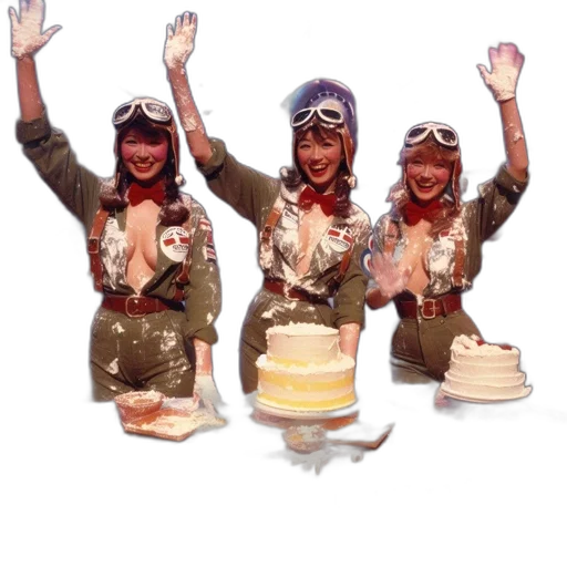 hat, 3d render, concept art, pixel art, three, women, aviator, outfits transparent PNG cut-out