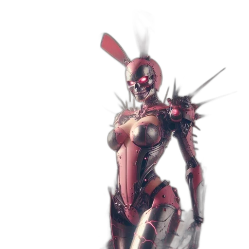 robot, mask, weapon, creature, concept art, comic book art, 3d render, cyberpunk transparent PNG cut-out