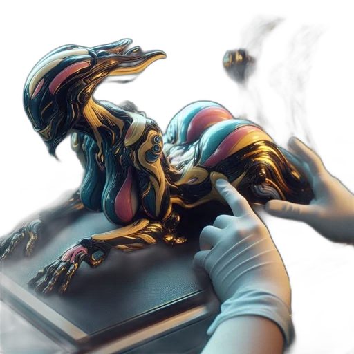 dragon, creature, robot, concept art, cyberpunk, fantasy art, vaporwave, outer space transparent PNG cut-out