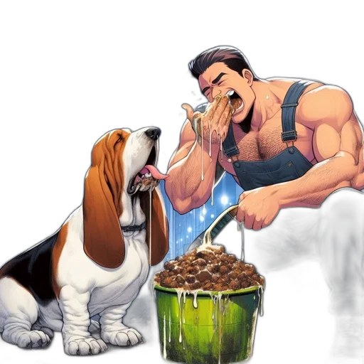 food, animal, concept art, cartoon, pixel art, comic book art, muscular, man transparent PNG cut-out
