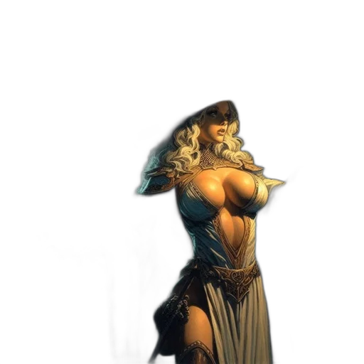 dress, sword, weapon, staff, concept art, fantasy art, comic book art, 3d render transparent PNG cut-out