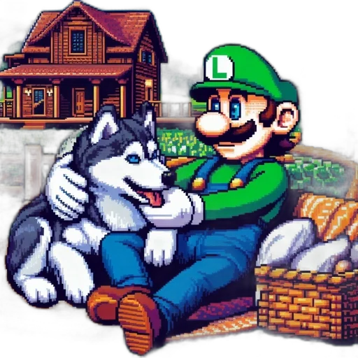 animal, furniture, pixel art, concept art, fantasy art, comic book art, snow, green transparent PNG cut-out