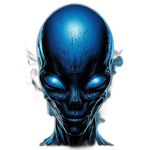 face, mask, robot, creature, comic book art, concept art, fantasy art, cyberpunk transparent PNG cut-out