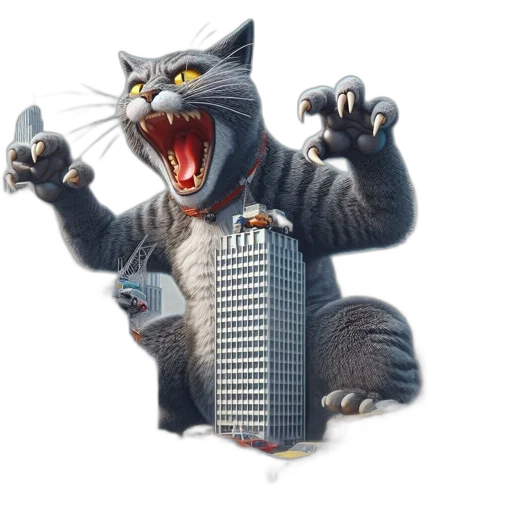 animal, creature, 3d render, concept art, photorealistic, fierce, anthropomorphic, cat transparent PNG cut-out