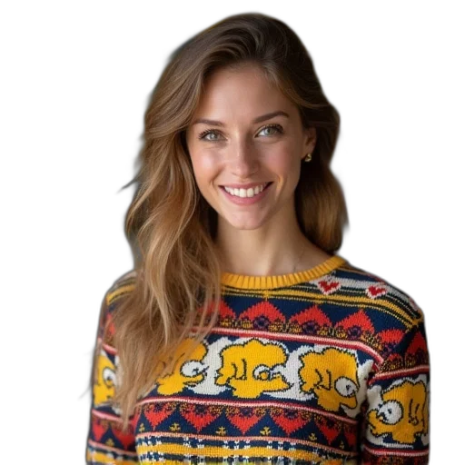 dress, jacket, face, staff, woman, simpsons, sweater, smiling transparent PNG cut-out