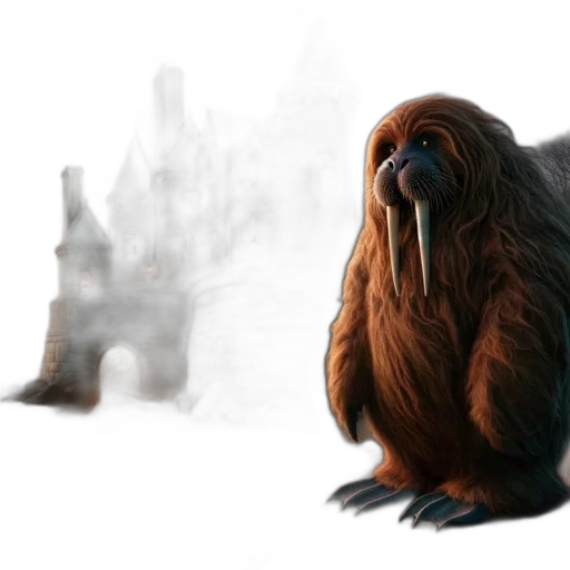 creature, animal, hair, concept art, fantasy art, photorealistic, 3d render, fog transparent PNG cut-out
