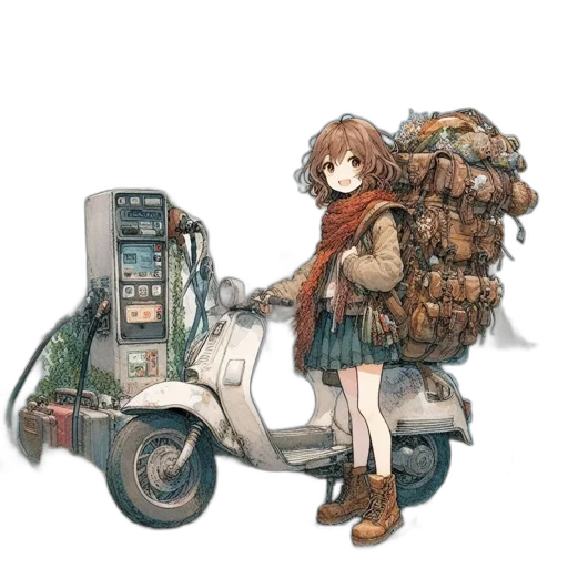robot, jacket, weapon, dress, concept art, watercolor, anime, pixel art transparent PNG cut-out