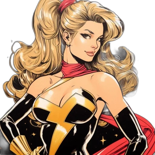 comic book art, cartoon, anime, concept art, golden, illustration, features, female transparent PNG cut-out