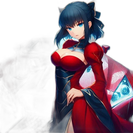 dress, staff, weapon, anime, concept art, fantasy art, pixel art, red transparent PNG cut-out