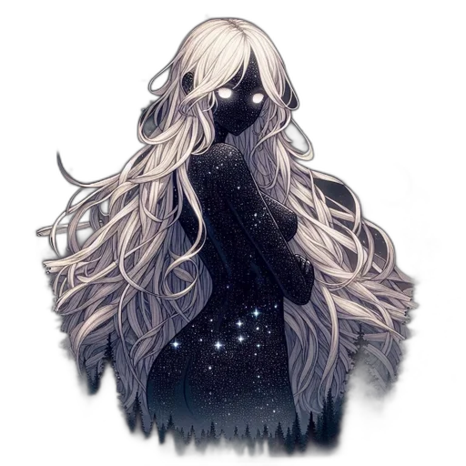 mask, hair, dress, creature, pixel art, fantasy art, concept art, watercolor transparent PNG cut-out