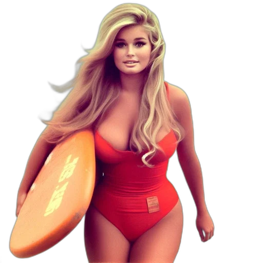 3d render, concept art, photorealistic, fantasy art, woman, red, swimsuit, holds transparent PNG cut-out