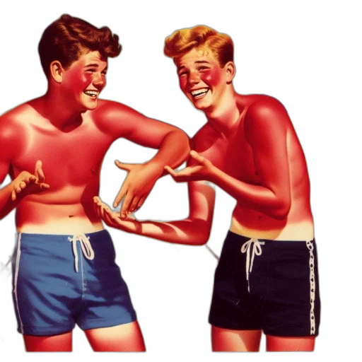 concept art, fire, red, two, young, men, enjoy, sunny transparent PNG cut-out