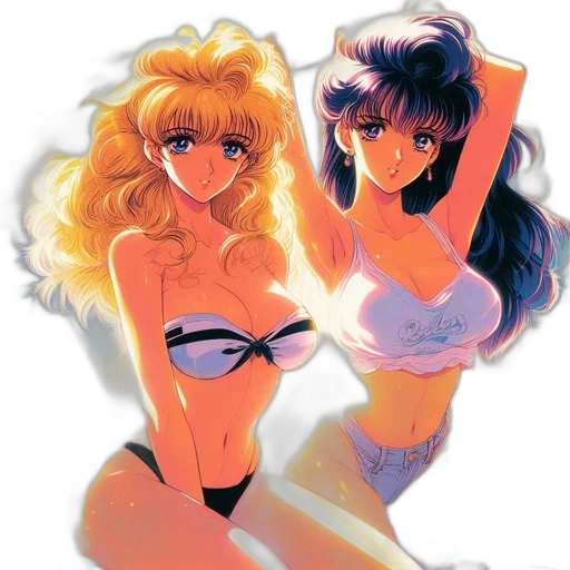 vaporwave, anime, concept art, cartoon, beach, neon lights, underwater, fire transparent PNG cut-out