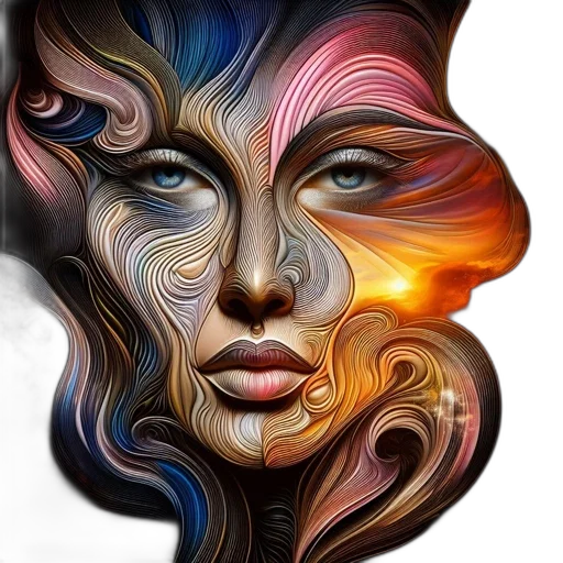 face, mask, hair, crown, photorealistic, fantasy art, oil painting, watercolor transparent PNG cut-out