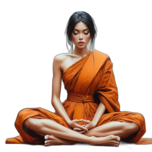 dress, photorealistic, concept art, oil painting, fantasy art, earth tones, golden, orange-robed transparent PNG cut-out