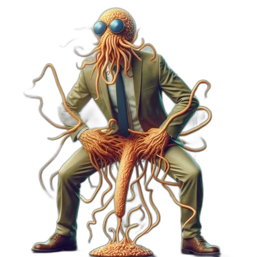 creature, hair, staff, animal, concept art, comic book art, anthropomorphic, octopus-human transparent PNG cut-out