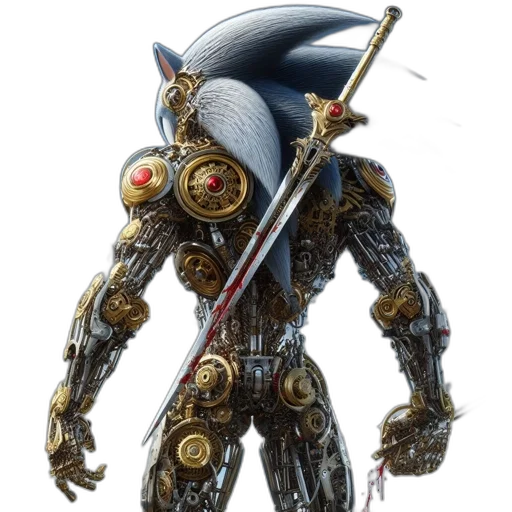 robot, weapon, sword, staff, concept art, fantasy art, comic book art, 3d render transparent PNG cut-out