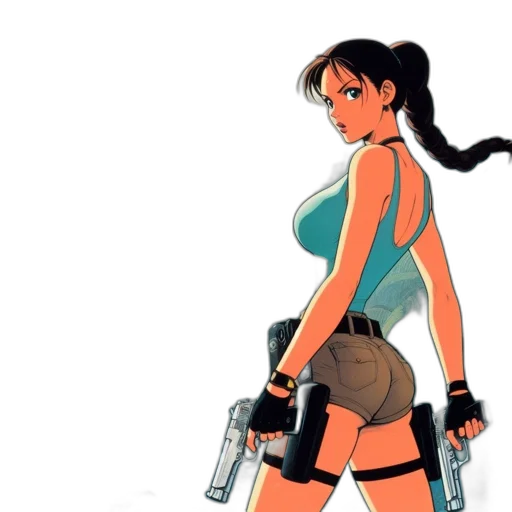 weapon, concept art, comic book art, anime, cartoon, armed, determined, female transparent PNG cut-out