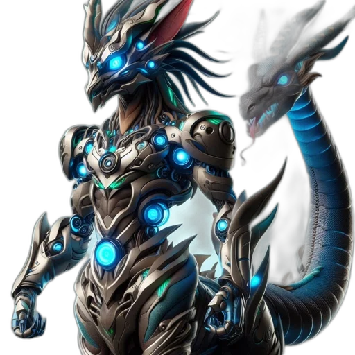 dragon, robot, weapon, sword, concept art, fantasy art, 3d render, anime transparent PNG cut-out