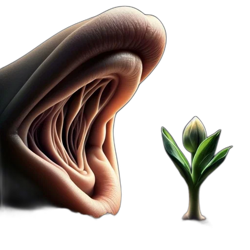 flower, hair, face, tree, photorealistic, concept art, 3d render, anatomically transparent PNG cut-out