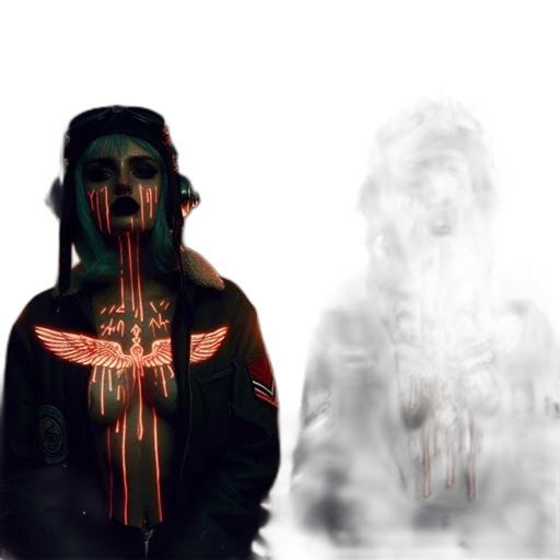 jacket, face, mask, concept art, cyberpunk, 3d render, photorealistic, fire transparent PNG cut-out