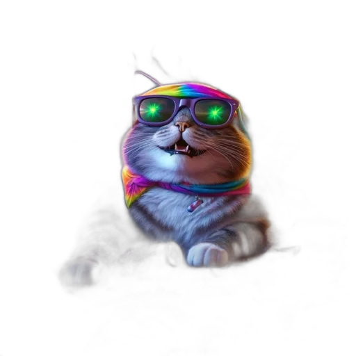 animal, staff, creature, hat, 3d render, vaporwave, concept art, cyberpunk transparent PNG cut-out