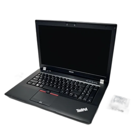3d render, sleek, black, laptop, thinkpad, logo, bottom, open transparent PNG cut-out