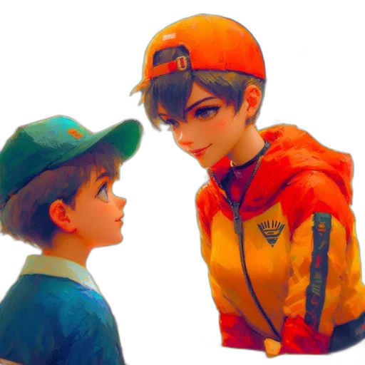 jacket, face, hat, concept art, photorealistic, anime, watercolor, colorful transparent PNG cut-out