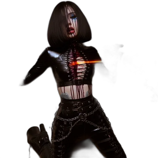 creature, staff, robot, 3d render, concept art, cyberpunk, pixel art, neon lights transparent PNG cut-out