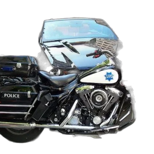 car, photorealistic, 3d render, concept art, police, motorcycle, letters, sfpd transparent PNG cut-out