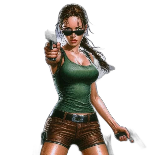 weapon, comic book art, concept art, fantasy art, photorealistic, green, woman, wearing transparent PNG cut-out