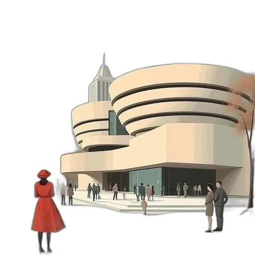 building, concept art, 3d render, city street, new, yorker, visits, guggenheim transparent PNG cut-out