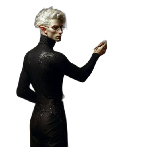 staff, jacket, dress, hair, concept art, 3d render, fantasy art, cyberpunk transparent PNG cut-out