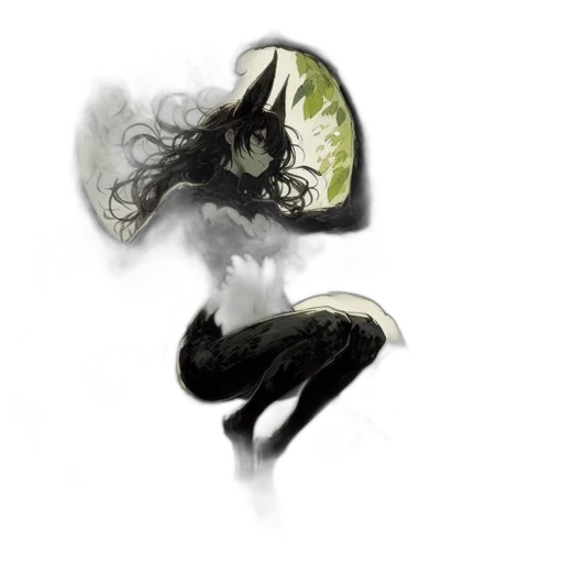mask, hair, dragon, creature, fantasy art, concept art, comic book art, photorealistic transparent PNG cut-out
