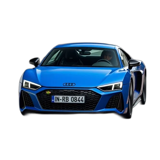 car, 3d render, photorealistic, blue, sports, audi, logo, front transparent PNG cut-out